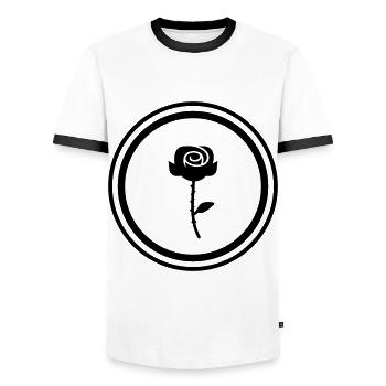 Symbole de la rose - T-shirt contrasté Homme - blanc/noir - Devant - AI Model Female 172 light (172cm) & AI Model Male 178 dark (178cm)