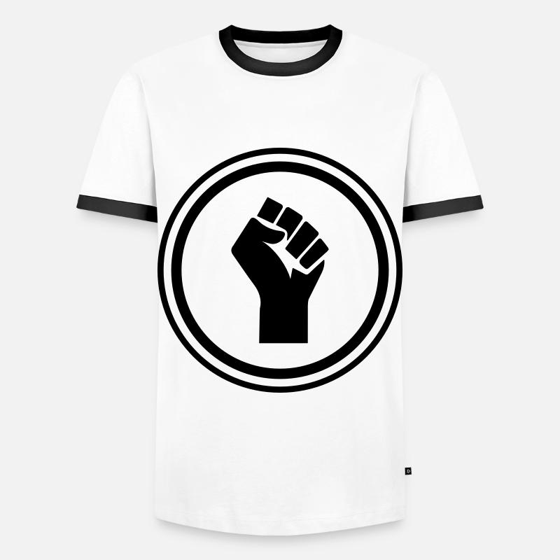 Hand Faust - Männer Kontrast-T-Shirt - Weiß/Schwarz