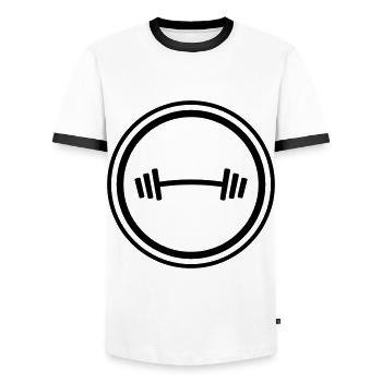 Hantel Gewichte Fitness - Männer Kontrast-T-Shirt - Weiß/Schwarz - Vorne - AI Model Female 172 light (172cm) & AI Model Male 178 dark (178cm)