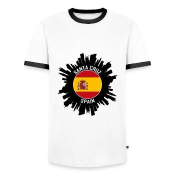 Santa Cruz Skyline Spanien Flagge Reise-Souvenir - Männer Kontrast-T-Shirt - Weiß/Schwarz - Vorne - AI Model Female 172 light (172cm) & AI Model Male 178 dark (178cm)