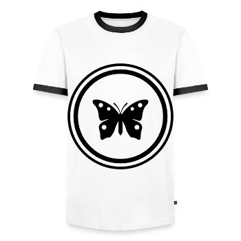 Symbole papillon - T-shirt contrasté Homme - blanc/noir - Devant - AI Model Female 172 light (172cm) & AI Model Male 178 dark (178cm)