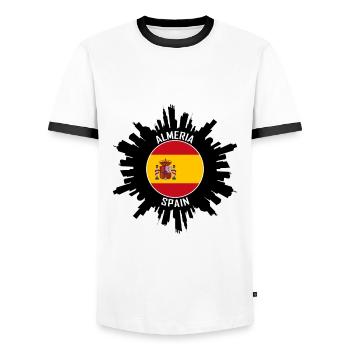 Almeria Skyline Spanien Flagge Reise-Souvenir - Männer Kontrast-T-Shirt - Weiß/Schwarz - Vorne - AI Model Female 172 light (172cm) & AI Model Male 178 dark (178cm)