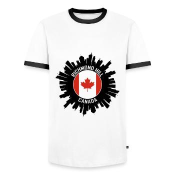 Richmond Hill Skyline Kanada Flagge Reise-Souvenir - Männer Kontrast-T-Shirt - Weiß/Schwarz - Vorne - AI Model Female 172 light (172cm) & AI Model Male 178 dark (178cm)