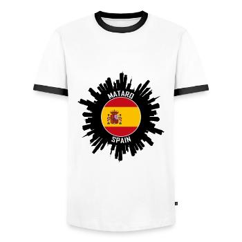 Mataro Skyline Espagne Flag Souvenir de voyage - T-shirt contrasté Homme - blanc/noir - Devant - AI Model Female 172 light (172cm) & AI Model Male 178 dark (178cm)