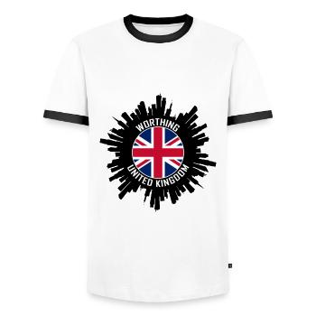Worthing Skyline UK Flagge Reise-Souvenir - Männer Kontrast-T-Shirt - Weiß/Schwarz - Vorne - AI Model Female 172 light (172cm) & AI Model Male 178 dark (178cm)