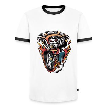 Biker old-school tattoo art - Men's Ringer Shirt - white/black - Front - AI Model Female 172 light (172cm) & AI Model Male 178 dark (178cm)