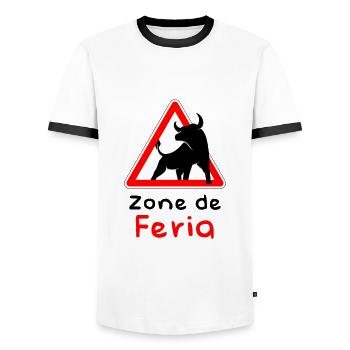 Zone de Feria - T-shirt contrasté Homme - blanc/noir - Devant - AI Model Female 172 light (172cm) & AI Model Male 178 dark (178cm)