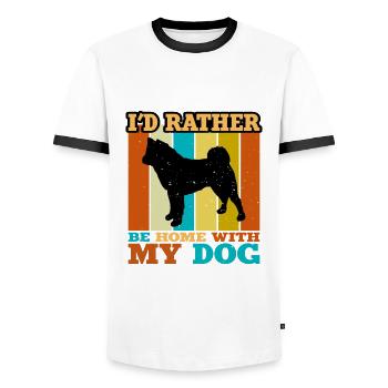 American Akita Dog Lover Silhouette Vintage Sunset - T-shirt contrasté Homme - blanc/noir - Devant - AI Model Female 172 light (172cm) & AI Model Male 178 dark (178cm)