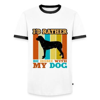 Anatolian Shephard Dog Silhouette Retro Sunset - Men's Ringer Shirt - white/black - Front - AI Model Female 172 light (172cm) & AI Model Male 178 dark (178cm)