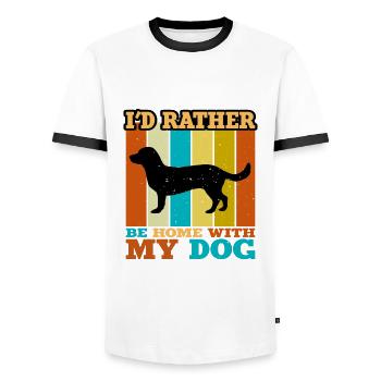 Alpine Dachsbracke Dog Silhouette Retro Sunset - Men's Ringer Shirt - white/black - Front - AI Model Female 172 light (172cm) & AI Model Male 178 dark (178cm)