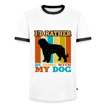 Barbet Dog Lover Silhouette Vintage Sunset - Men's Ringer Shirt - white/black - Front - AI Model Female 172 light (172cm) & AI Model Male 178 dark (178cm)