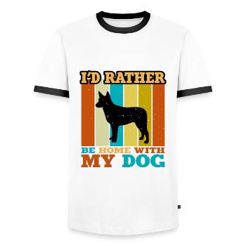 Australian Stumpy Tail Cattle Dog Silhouette - Männer Kontrast-T-Shirt - Weiß/Schwarz - Vorne - AI Model Female 172 light (172cm) & AI Model Male 178 dark (178cm)