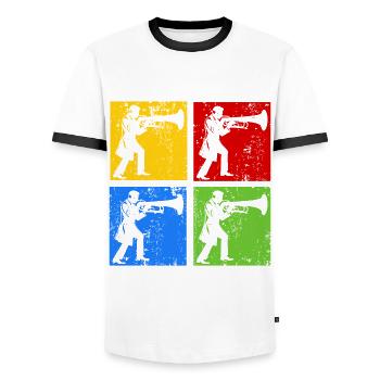 Euphonium Player Euphonist Dad Vintage Pop Art - Men's Ringer Shirt - white/black - Front - AI Model Female 172 light (172cm) & AI Model Male 178 dark (178cm)