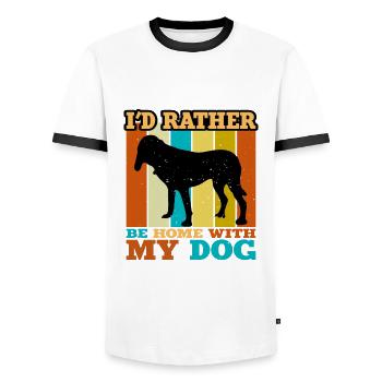 Bluetick Coonhound Dog Silhouette Retro Sunset - Men's Ringer Shirt - white/black - Front - AI Model Female 172 light (172cm) & AI Model Male 178 dark (178cm)