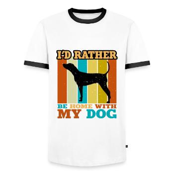 Noir Et Tan Coonhound Chien Silhouette Rétro Soleil - T-shirt contrasté Homme - blanc/noir - Devant - AI Model Female 172 light (172cm) & AI Model Male 178 dark (178cm)