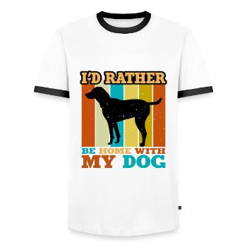 Noir et bronzé Virginie Foxhound Silhouette de chien - T-shirt contrasté Homme - blanc/noir - Devant - AI Model Female 172 light (172cm) & AI Model Male 178 dark (178cm)