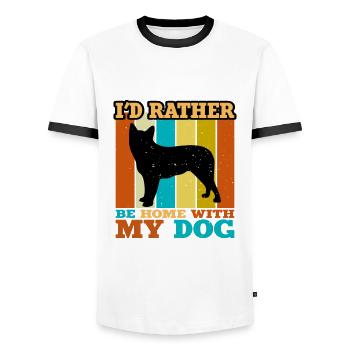 Blue Heeler Dog Lover Silhouette Vintage Sunset - T-shirt contrasté Homme - blanc/noir - Devant - AI Model Female 172 light (172cm) & AI Model Male 178 dark (178cm)