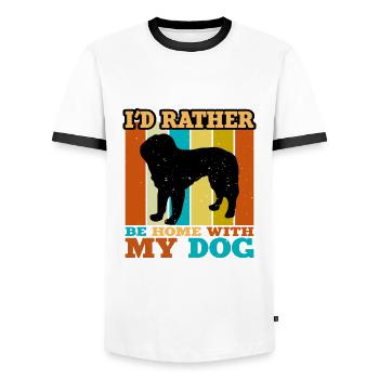 Bosnischer grobhaariger Hund Hund Silhouette Retro - Männer Kontrast-T-Shirt - Weiß/Schwarz - Vorne - AI Model Female 172 light (172cm) & AI Model Male 178 dark (178cm)