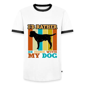 Border Terrier Dog Lover Silhouette Vintage Sunset - T-shirt contrasté Homme - blanc/noir - Devant - AI Model Female 172 light (172cm) & AI Model Male 178 dark (178cm)