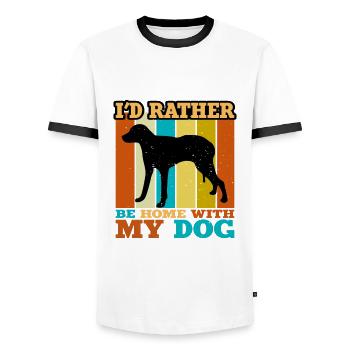 Chien Francais Blanc Et Orange Dog Silhouette - Men's Ringer Shirt - white/black - Front - AI Model Female 172 light (172cm) & AI Model Male 178 dark (178cm)