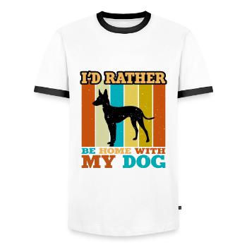 Cirneco Dell Ätna Hundeliebe Silhouette Retro Sonnenuntergang - Männer Kontrast-T-Shirt - Weiß/Schwarz - Vorne - AI Model Female 172 light (172cm) & AI Model Male 178 dark (178cm)