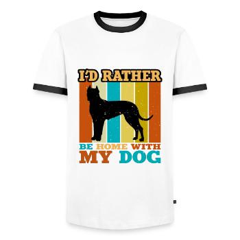 Cordoba Fighting Dog Lover Silhouette Retro Sunset - Men's Ringer Shirt - white/black - Front - AI Model Female 172 light (172cm) & AI Model Male 178 dark (178cm)