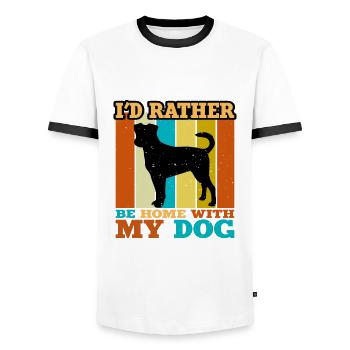 Chien de ferme suédois danois Silhouette Retro Coucher de soleil - T-shirt contrasté Homme - blanc/noir - Devant - AI Model Female 172 light (172cm) & AI Model Male 178 dark (178cm)