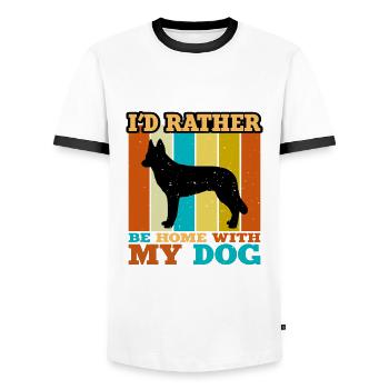 Tchécoslovaque Chien-Loup Silhouette Rétro Coucher de Soleil - T-shirt contrasté Homme - blanc/noir - Devant - AI Model Female 172 light (172cm) & AI Model Male 178 dark (178cm)
