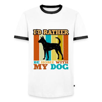 Formosan Mountain Dog Love Silhouette Retro Sunset - T-shirt contrasté Homme - blanc/noir - Devant - AI Model Female 172 light (172cm) & AI Model Male 178 dark (178cm)
