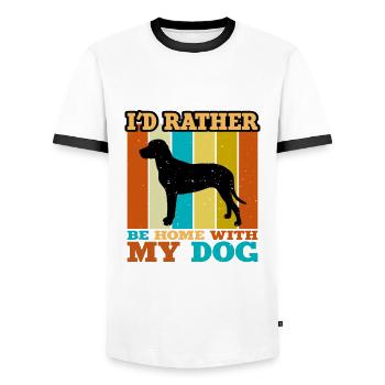 Finnish Hound Dog Lover Silhouette Vintage Sunset - Men's Ringer Shirt - white/black - Front - AI Model Female 172 light (172cm) & AI Model Male 178 dark (178cm)