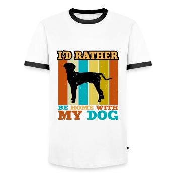 Hanover Hound Hund Lover Silhouette Vintage Sunset - Männer Kontrast-T-Shirt - Weiß/Schwarz - Vorne - AI Model Female 172 light (172cm) & AI Model Male 178 dark (178cm)