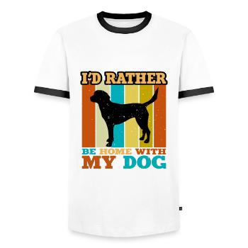 Harrier Dog Lover Silhouette Vintage Sunset - T-shirt contrasté Homme - blanc/noir - Devant - AI Model Female 172 light (172cm) & AI Model Male 178 dark (178cm)