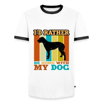 Irish Wolfhound Dog Love Silhouette Vintage Sunset - Men's Ringer Shirt - white/black - Front - AI Model Female 172 light (172cm) & AI Model Male 178 dark (178cm)