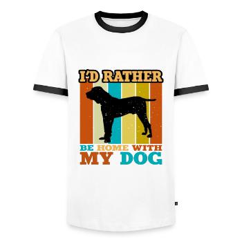 Kumaon Mastiff Hund Liebhaber Silhouette Vintage Sonnenuntergang - Männer Kontrast-T-Shirt - Weiß/Schwarz - Vorne - AI Model Female 172 light (172cm) & AI Model Male 178 dark (178cm)