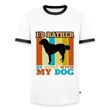 Kuchi Afghanischer Schäferhund Silhouette Retro Sonnenuntergang - Männer Kontrast-T-Shirt - Weiß/Schwarz - Vorne - AI Model Female 172 light (172cm) & AI Model Male 178 dark (178cm)