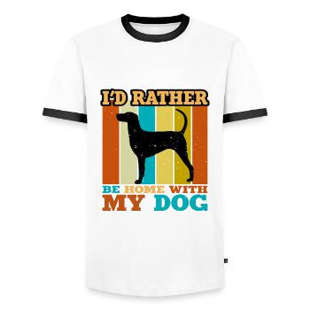 Kerry Beagle Hund Liebhaber Silhouette Vintage Sonnenuntergang - Männer Kontrast-T-Shirt - Weiß/Schwarz - Vorne - AI Model Female 172 light (172cm) & AI Model Male 178 dark (178cm)