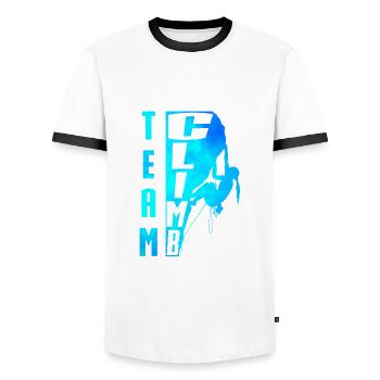 Mannschaftsbesteigung - Männer Kontrast-T-Shirt - Weiß/Schwarz - Vorne - AI Model Female 172 light (172cm) & AI Model Male 178 dark (178cm)