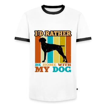 Old Danish Pointer Dog Silhouette Retro Sunset - Men's Ringer Shirt - white/black - Front - AI Model Female 172 light (172cm) & AI Model Male 178 dark (178cm)