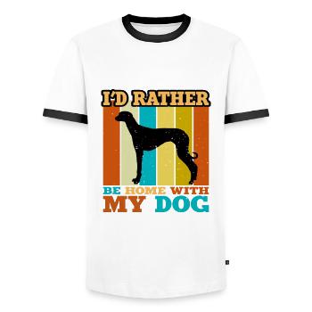 Vieux Lévrier Croate Chien Silhouette Rétro Soleil - T-shirt contrasté Homme - blanc/noir - Devant - AI Model Female 172 light (172cm) & AI Model Male 178 dark (178cm)
