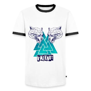 Valknut - symbole nordique Viking et tête animal - T-shirt contrasté Homme - blanc/noir - Devant - AI Model Female 172 light (172cm) & AI Model Male 178 dark (178cm)