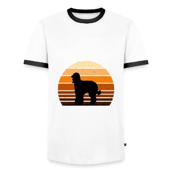 Afghan Hound Dog Lover Silhouette Vintage Sunset - Men's Ringer Shirt - white/black - Front - AI Model Female 172 light (172cm) & AI Model Male 178 dark (178cm)