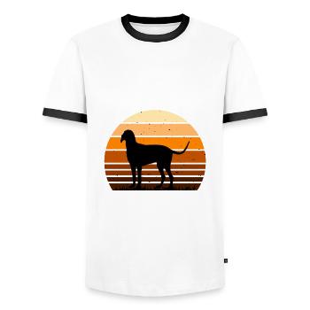 Billy Dog Silhouette Vintage Sunset pour les amoureux des chiens - T-shirt contrasté Homme - blanc/noir - Devant - AI Model Female 172 light (172cm) & AI Model Male 178 dark (178cm)