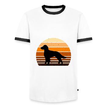 Britanny Dog Lover Silhouette Vintage Sunset - T-shirt contrasté Homme - blanc/noir - Devant - AI Model Female 172 light (172cm) & AI Model Male 178 dark (178cm)