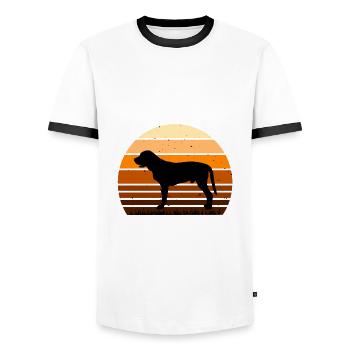 Broholmer Hundeliebhaber Silhouette Vintage Sonnenuntergang - Männer Kontrast-T-Shirt - Weiß/Schwarz - Vorne - AI Model Female 172 light (172cm) & AI Model Male 178 dark (178cm)