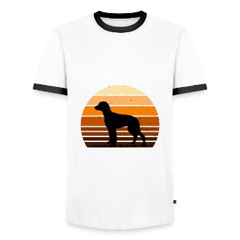 Chien Francais Tricolore Dog Silhouette Retro Sun - Men's Ringer Shirt - white/black - Front - AI Model Female 172 light (172cm) & AI Model Male 178 dark (178cm)