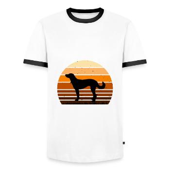 Catahoula Cur Dog Lover Silhouette Vintage Sunset - Men's Ringer Shirt - white/black - Front - AI Model Female 172 light (172cm) & AI Model Male 178 dark (178cm)