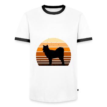 Canadian Eskimo Dog Love Silhouette Vintage Sunset - T-shirt contrasté Homme - blanc/noir - Devant - AI Model Female 172 light (172cm) & AI Model Male 178 dark (178cm)