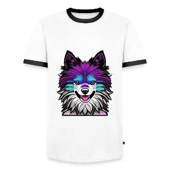 Happy dogs Happy dogs. Pomeranian! - Men's Ringer Shirt - white/black - Front - AI Model Female 172 light (172cm) & AI Model Male 178 dark (178cm)