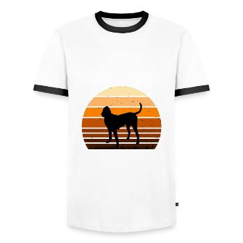 Gascon Saintongeois Dog Silhouette Retro Sunset - T-shirt contrasté Homme - blanc/noir - Devant - AI Model Female 172 light (172cm) & AI Model Male 178 dark (178cm)