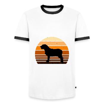 Istrian Coarse Haired Hound Dog Silhouette Retro - Men's Ringer Shirt - white/black - Front - AI Model Female 172 light (172cm) & AI Model Male 178 dark (178cm)